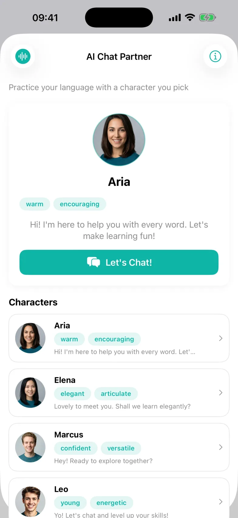 Practicing Japanese with AI language partner Kaori in a scenario