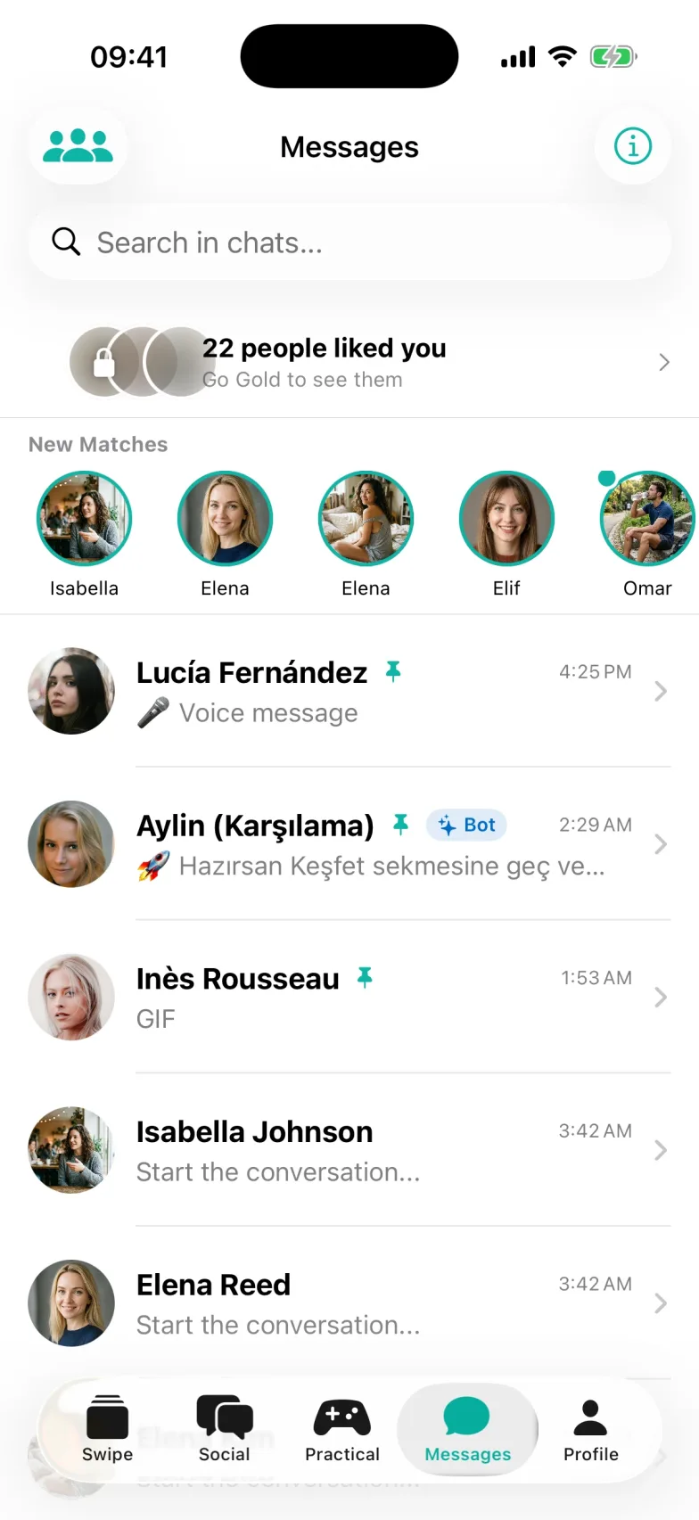Chat screen with instant translation